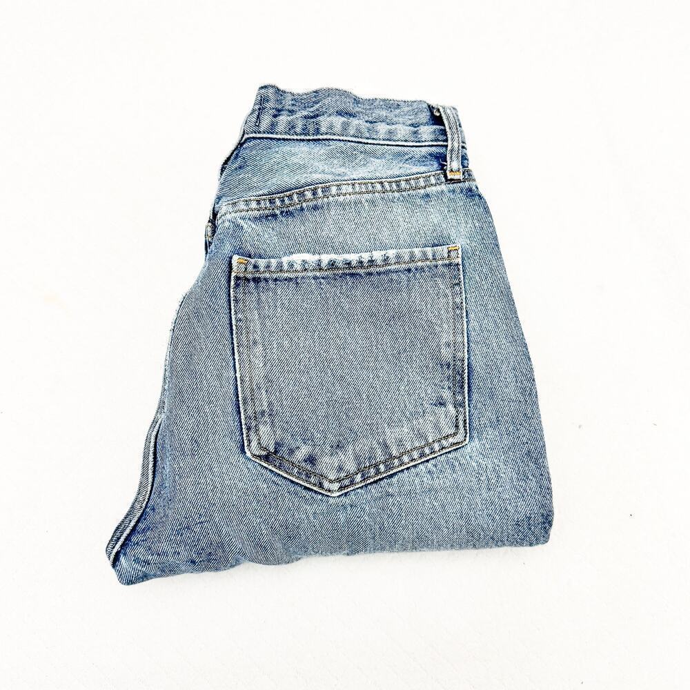 AGOLDE Riley Vintage Wash Denim Jeans Button Fly Raw Hem A056D-1206 Size 27